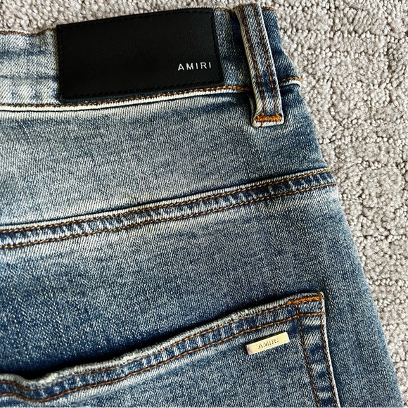 Amiri Men’s Thrasher Distressed Slim Fit Jeans Sz 36 Blue Denim Red Bandana MX1 - Picture 13 of 14